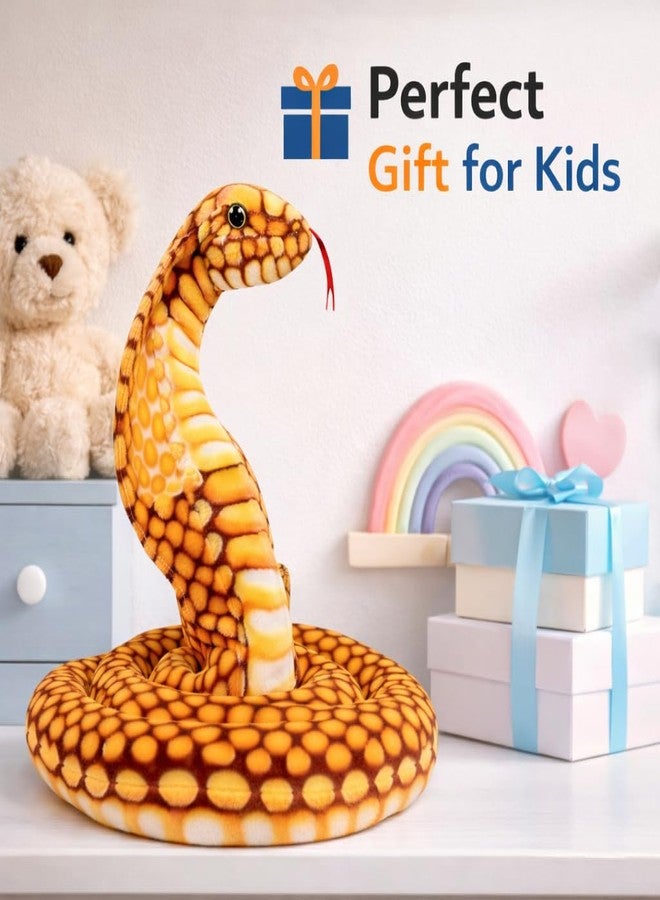 DTR Creation Realistic Snake Soft Toy (Coiled Cobra Style) | Plush Stuffed Animal Toy for Kids | Ultra Soft, Washable & Safe | Home Décor & Gift Toy (Yellow & Brown) - Image 4